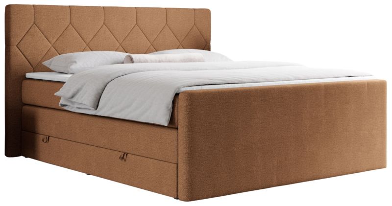 Łóżko kontynentalne MKS Meble KING EIGAR 160x200 H3 pomarańczowy struktura 1szt.