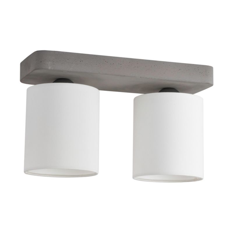 Lampa Sufitowa SPOT Light 2xE27 Max.25W Klasyczny Szary Beton z Białą Tkaniną, Polski Producent, 1 szt.