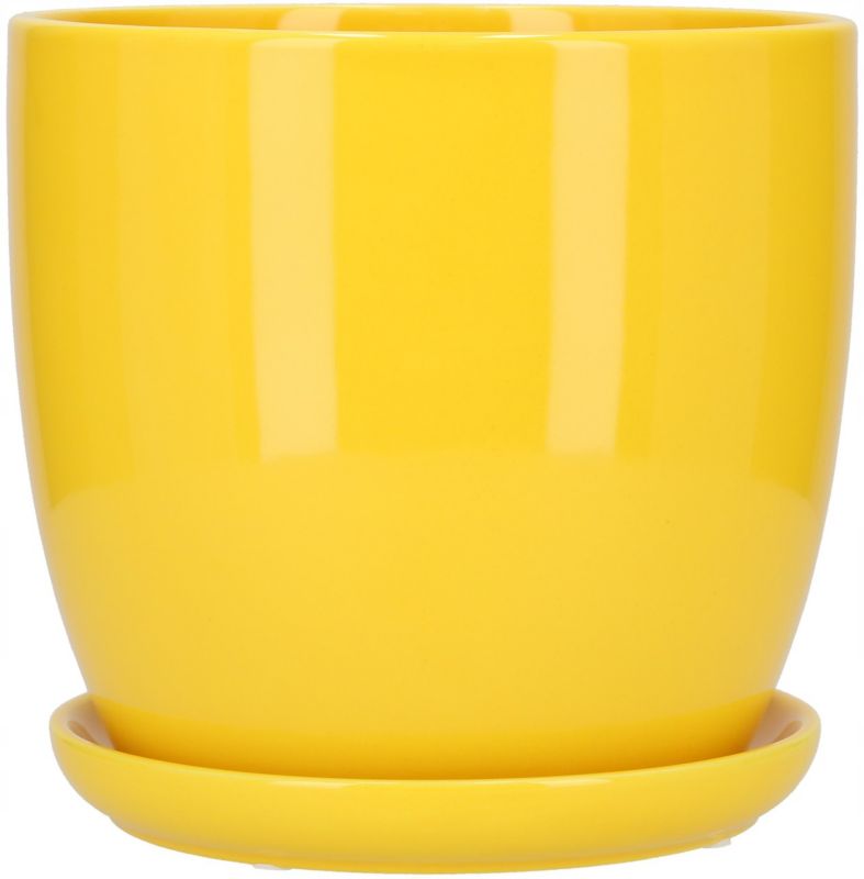 Doniczka ceramiczna KOTARBAU z podstawką żółta 20 cm 1 szt.
