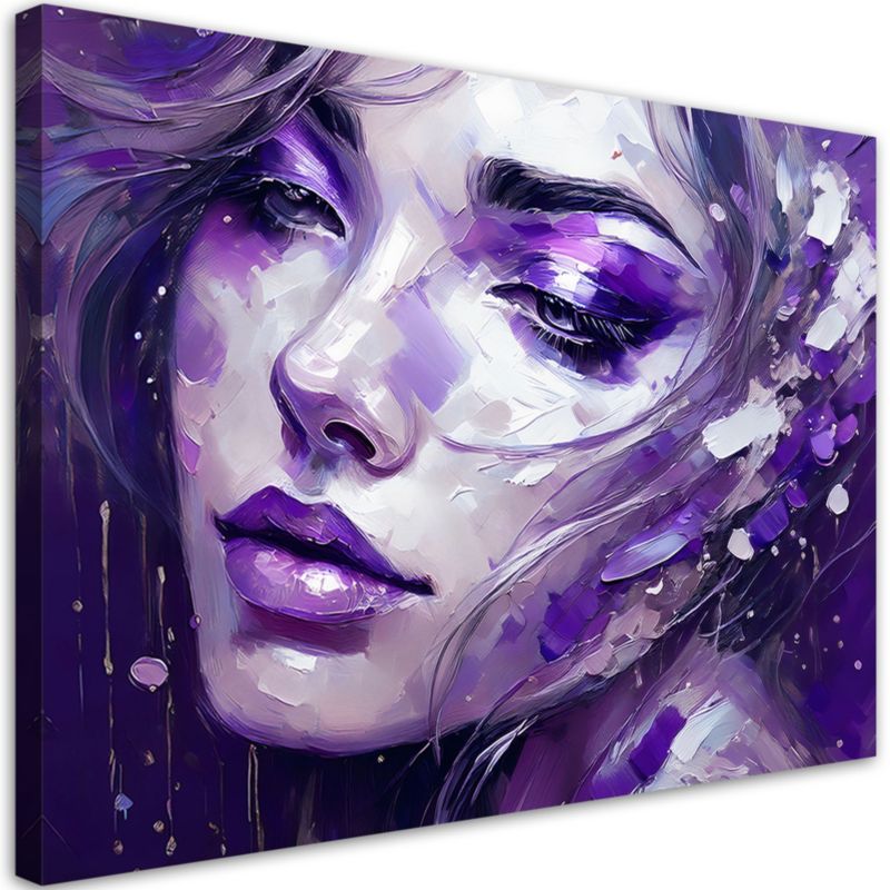 Obraz do salonu sypialni Feeby Portret Kobiety Abstrakcja Fioletowy 90x60 cm 1szt