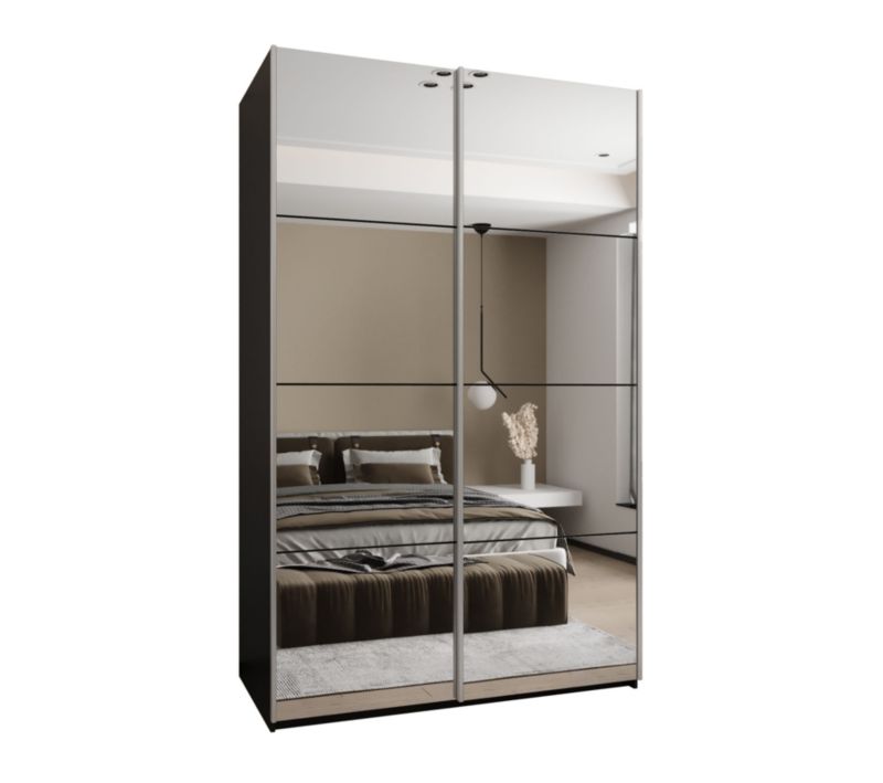 Szafa przesuwna Abiks LUX 2 wysoka szer.150cm czarny/czarny/srebrny 1szt.