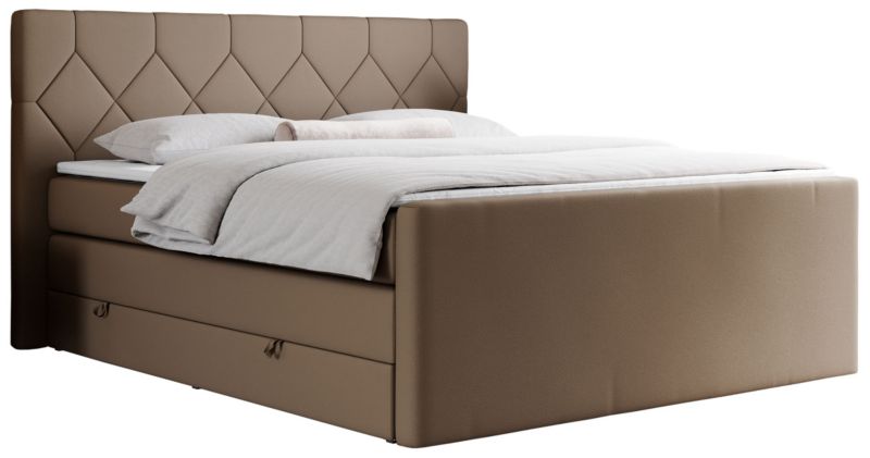 Łóżko kontynentalne MKS Meble KING EIGAR 160x200 H4 brązowy ekoskóra 1szt.