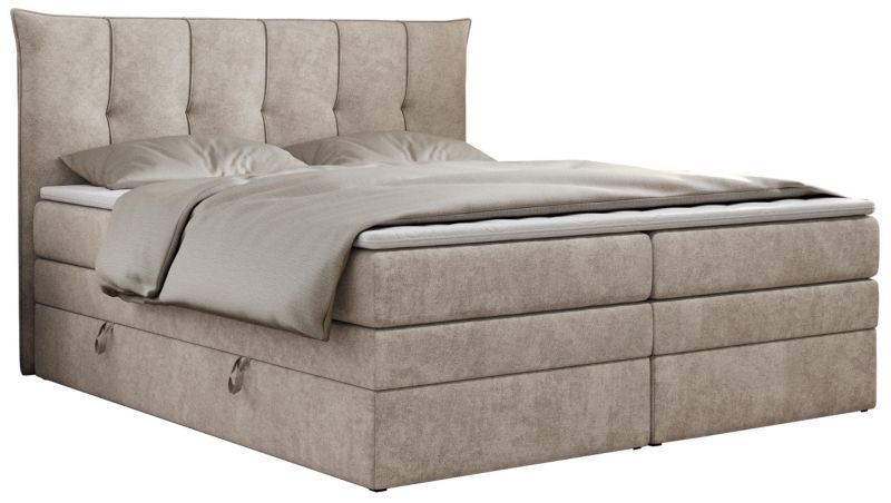 Łóżko kontynentalne MKS Meble PREMIUM 10 KING 160x200 H3 Beżowy struktura 1szt.