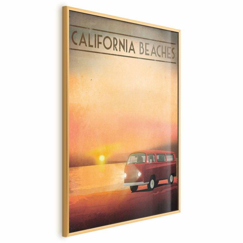 Plakat Artgeist California Beaches 21x30 cm z ramą złotą 1 szt
