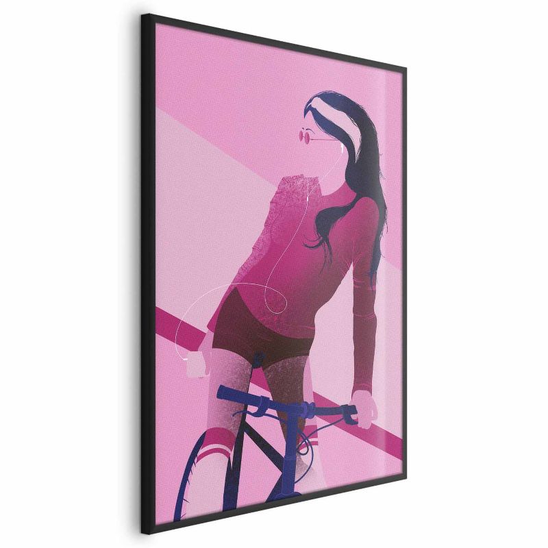 Plakat Artgeist Kobieta na rowerze 21x30 cm z ramą czarną 1 szt