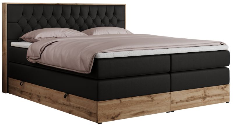 Łóżko kontynentalne MKS Meble AMORE KING 140x200 H4 czarny ekoskóra 1szt.