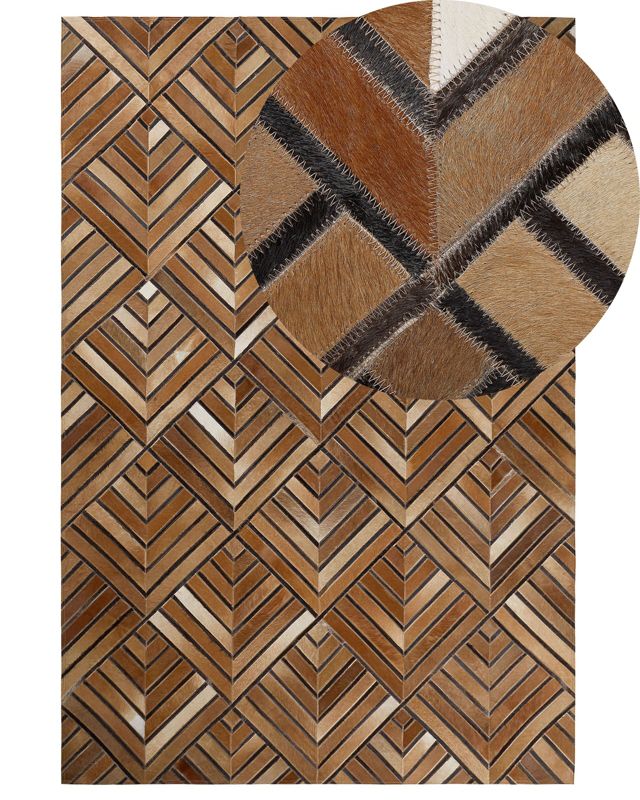 Dywan patchwork skórzany 160 x 230 cm brązowy Tekir 1 szt.