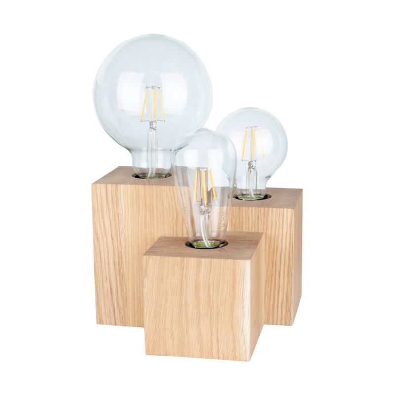Drewniana Lampa Stołowa SPOT Light Square 3xE27 Max.15W Dąb Olejowany FSC, Polski Producent, 1 szt.
