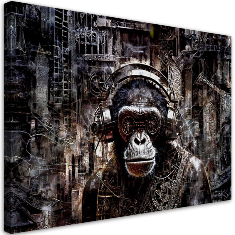 Obraz do salonu sypialni Feeby Nowoczesna Małpa Abstrakcja Czarny 120x80 cm 1szt
