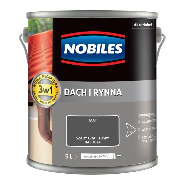 Emalia Nobiles Dach i Rynna grafitowy 5 l
