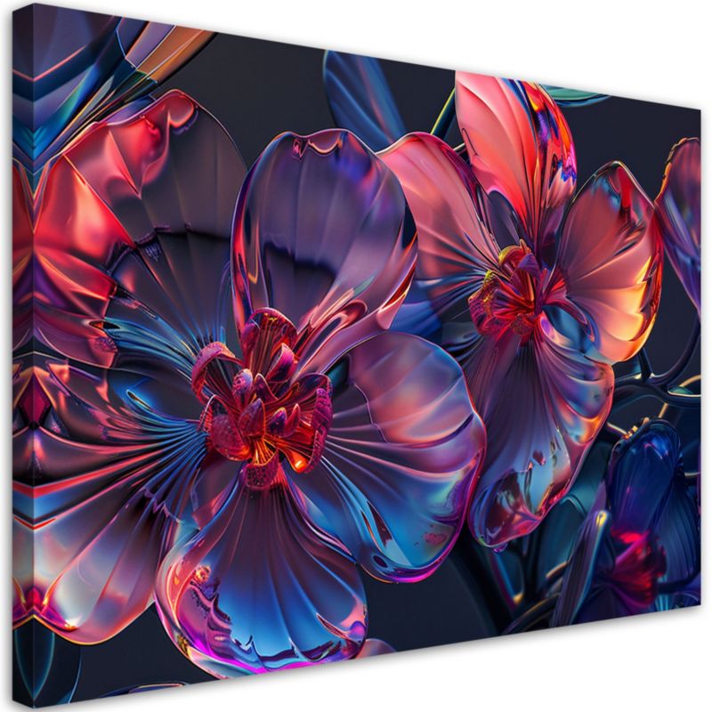 Obraz do salonu sypialni Feeby Stylowe Kwiaty Makro 3D Szklane 90x60 cm 1szt