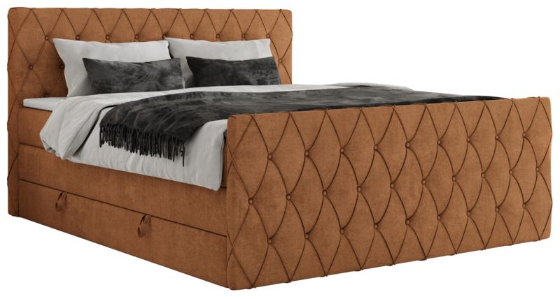 Łóżko kontynentalne MKS Meble MIREN KING DUO 180x200 H4 Pomarańczowy struktura 1szt.