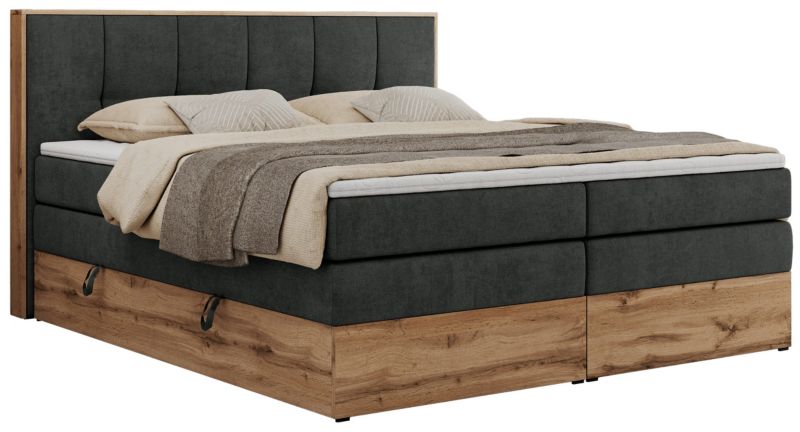 Łóżko kontynentalne MKS Meble ALBERO 1 KING 140x200 H3 Ciemnoszary struktura 1szt.