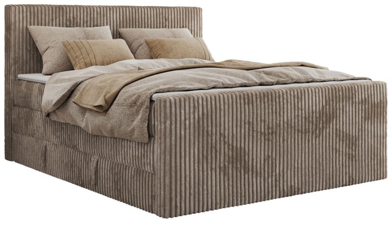 Łóżko kontynentalne MKS Meble TILIANO KING DUO 200x200 H4 jasnobrązowy sztruks 1szt.