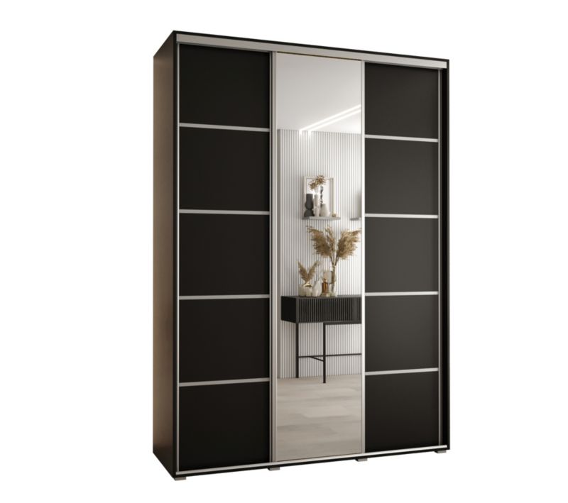 Szafa przesuwna Abiks DAVOS 5 wysoka szer.180cm gł.45cm czarny/czarny/srebrny 1szt.