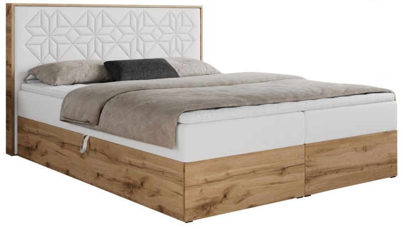 Łóżko kontynentalne MKS Meble NESSI 160x200 H3 Biały ecoskóra 1szt