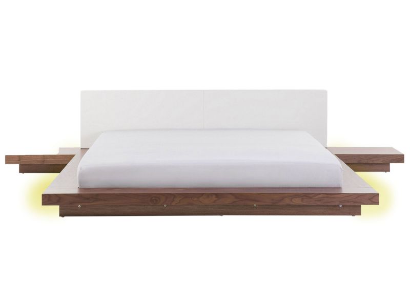 Łóżko z LED ekoskóra 180 x 200 cm brązowe Zen 1 szt.