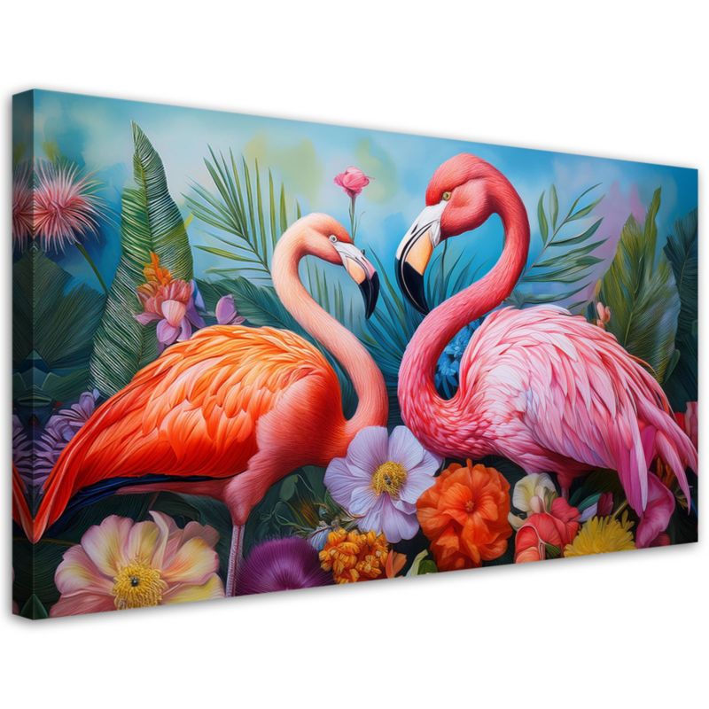 Obraz na płótnie Feeby 100x50cm Flamingi Ptaki Zwierzęta Egzotyczne 1 szt.