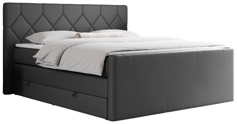 Łóżko kontynentalne MKS Meble KING EIGAR 160x200 H4 ciemnoszary ekoskóra 1szt.