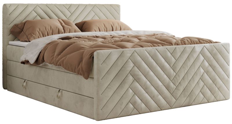 Łóżko kontynentalne MKS Meble PARIS KING DUO 140x200 H4 Beżowy welvet 1szt.