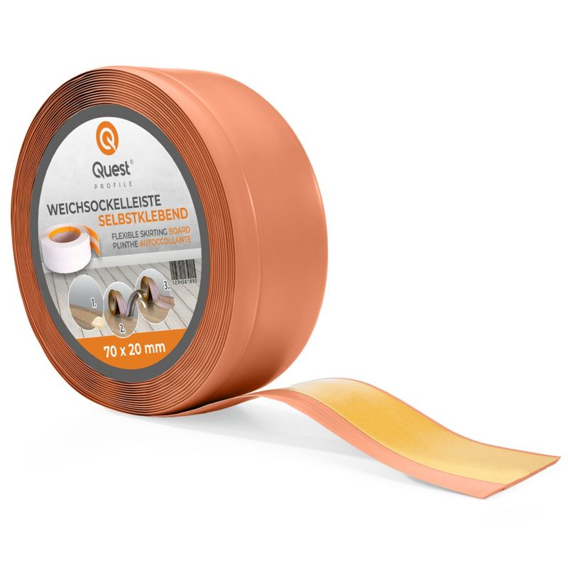 Listwa przypodłogowa PCV 70x20mm, QUEST, samoprzylepna elastyczna, miękka listwa podłogowa, cokołowa, ceglany, 5m