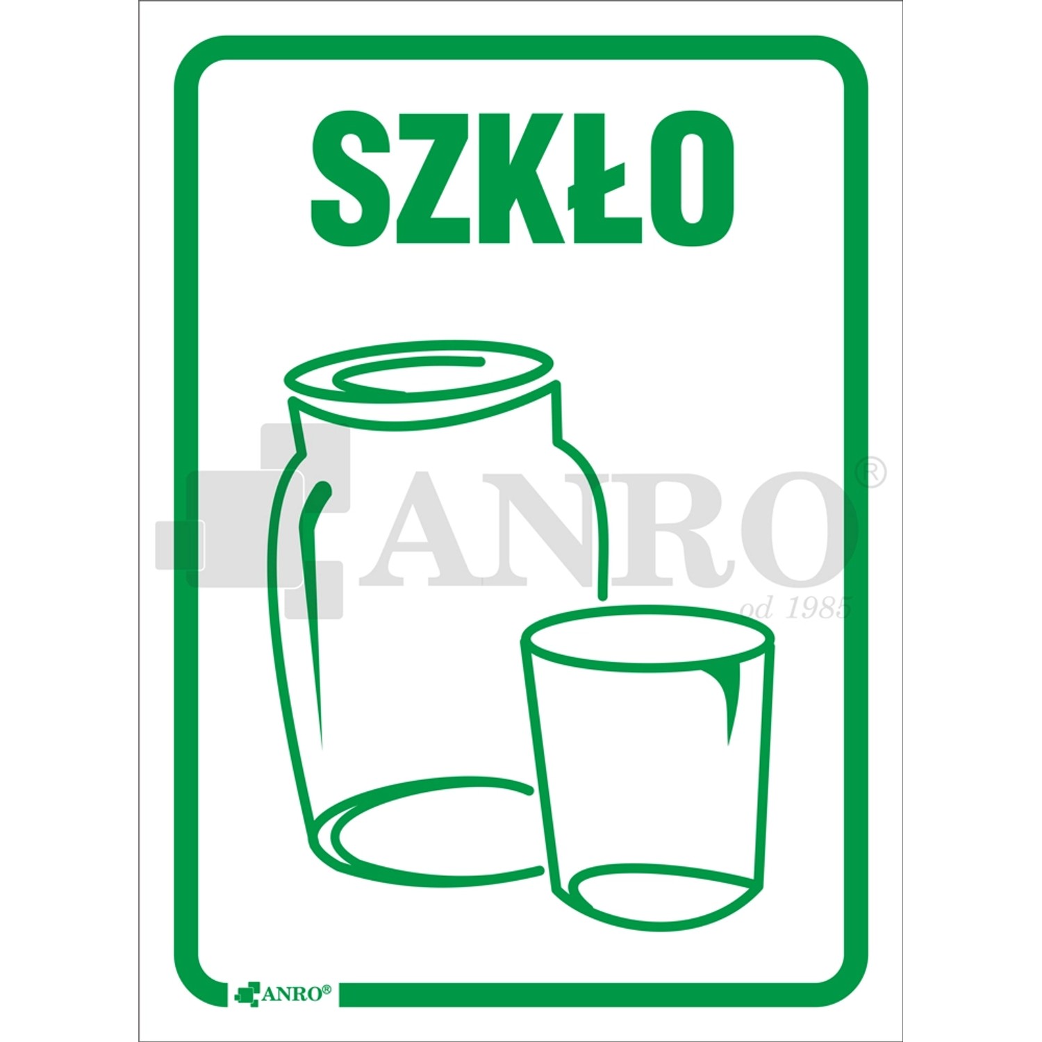 Brik Naklejka na kosz Szkło biała 15 cm x 20 cm