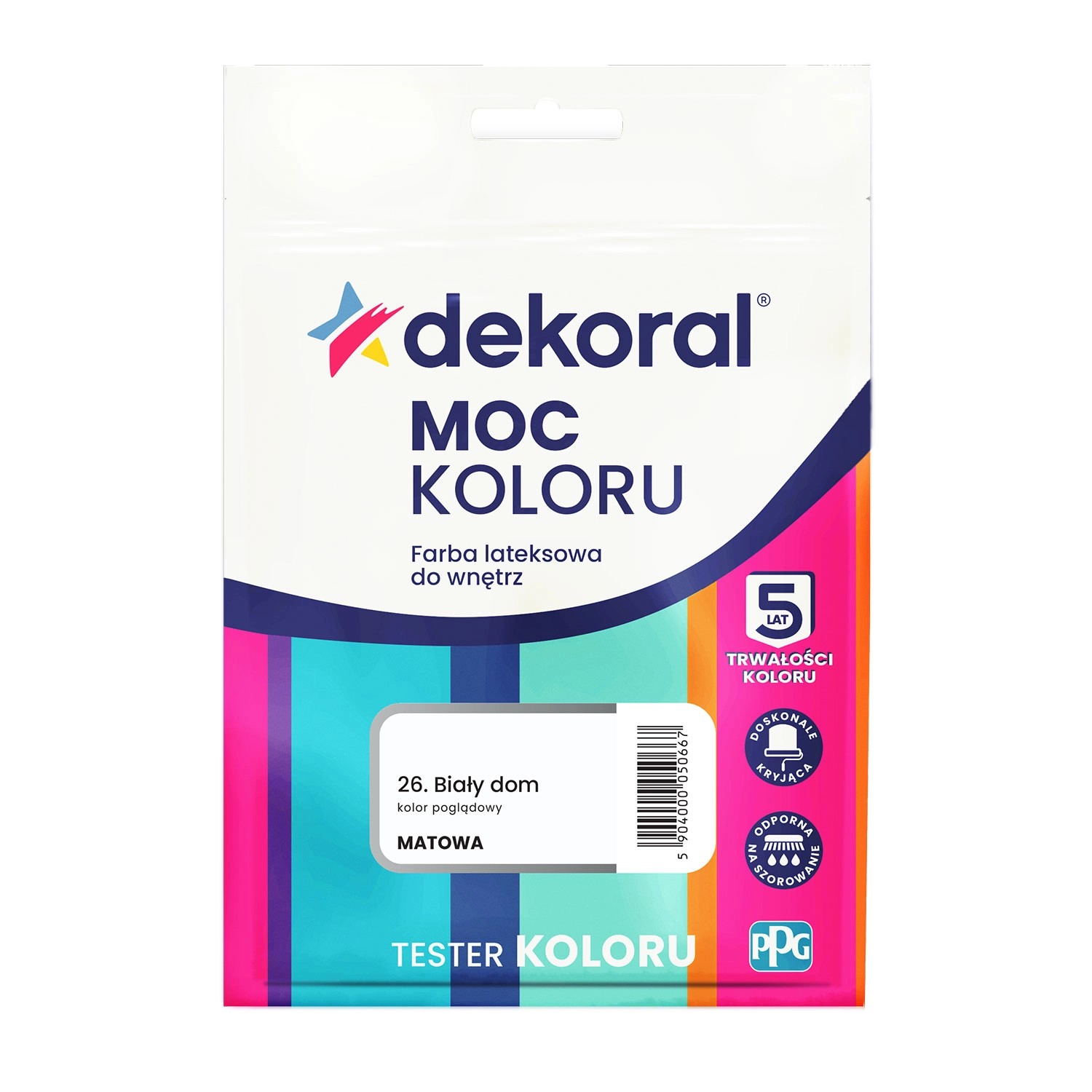 Tester farby Dekoral Moc Koloru biały dom 40 ml