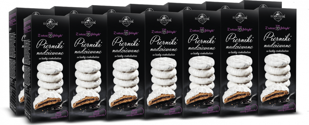 14x Pierniki nadziewane Kopernik, czarna porzeczka w białej czekoladzie, 145g