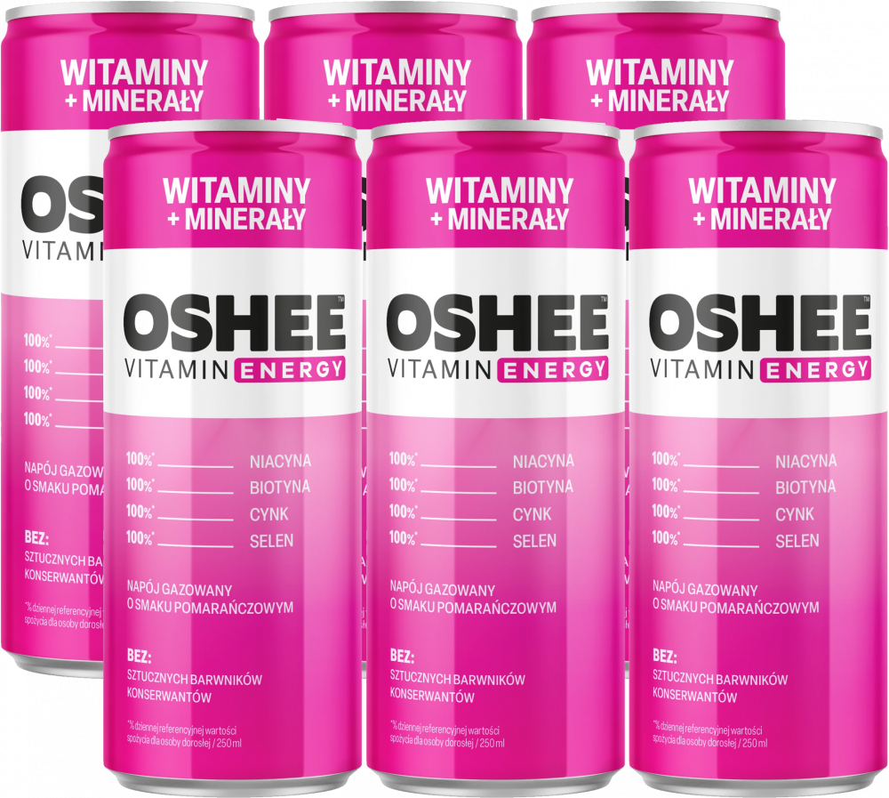 6x napój Oshee Vitamin Energy, Witaminy + minerały, puszka, 250ml