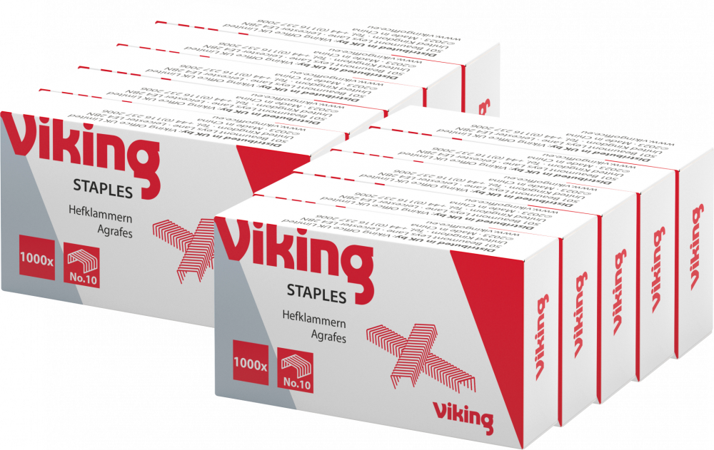 10x Zszywki Viking 10, 1000 sztuk, srebrny
