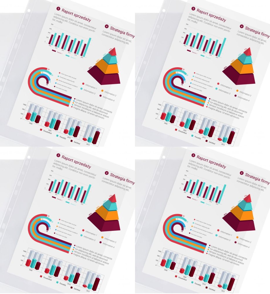 4x Koszulki krystaliczne Biurfol, sztywne, zgrzewane w literę "L", A4, 150μm, 25 sztuk, transparentny
