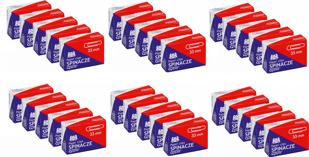 50x Spinacz Grand, okrągły, 33mm, 100 sztuk, srebrny
