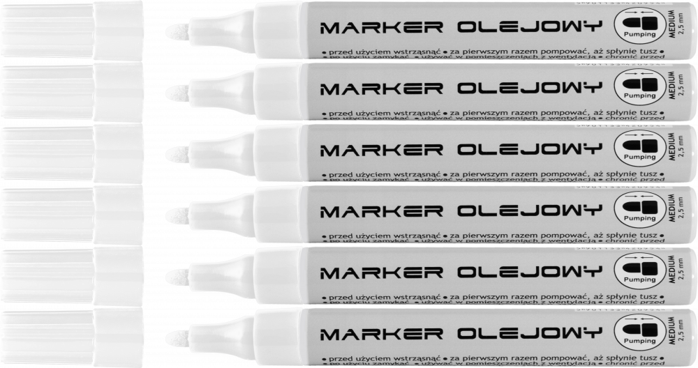 6x Marker olejowy Toma Economy TO-420, okrągła, 2.5mm, biały