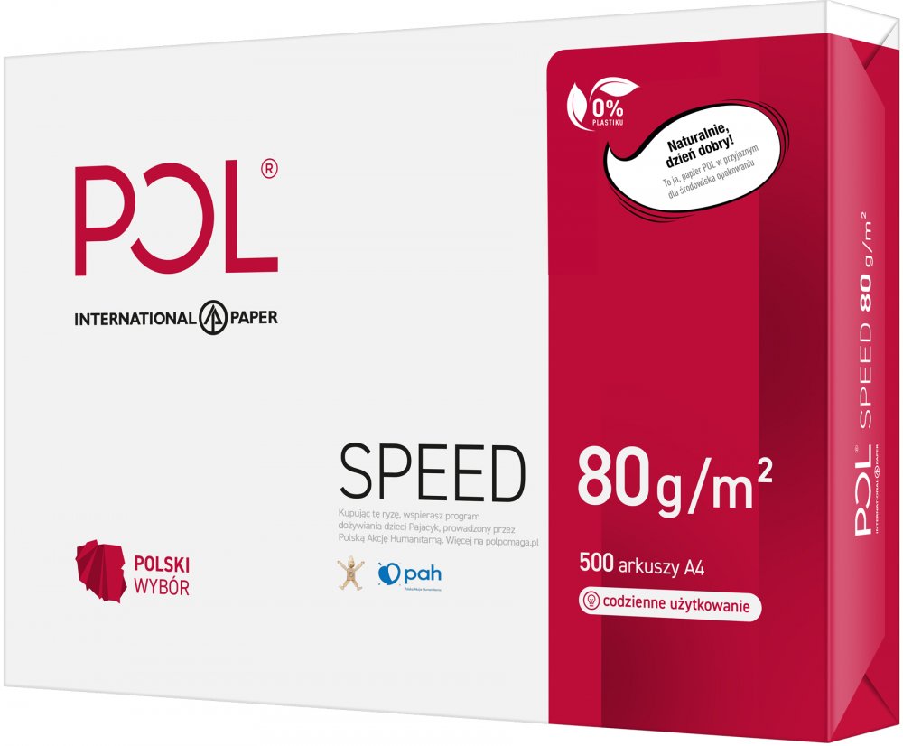 Papier ksero ekologiczny Polspeed, A4, 80g/m2, 500 arkuszy, biały