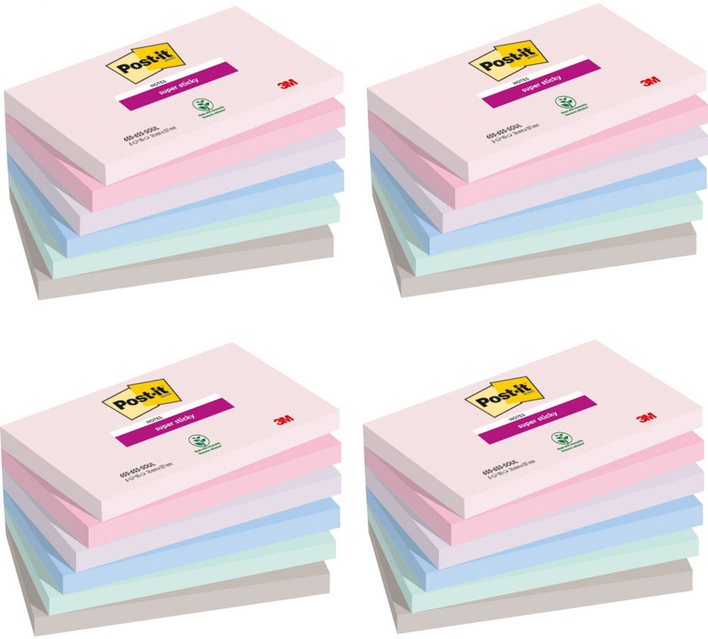 4x Karteczki samoprzylepne Post-it Soulful, 127X76mm, 6X90 kartek, pastelowe