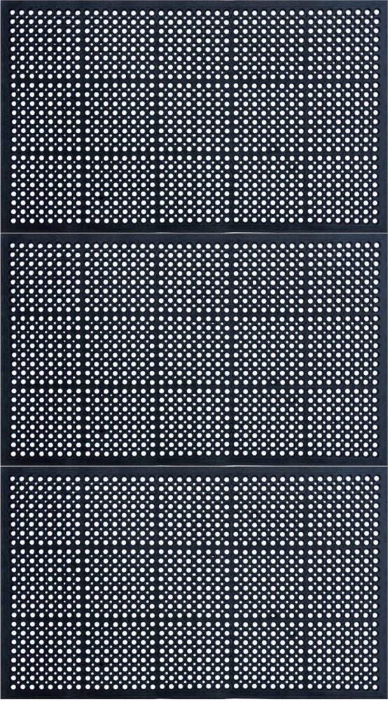 3x Wycieraczka ażurowa Krystynka, z najazdem, gumowa, 60x90x1.3cm, czarny