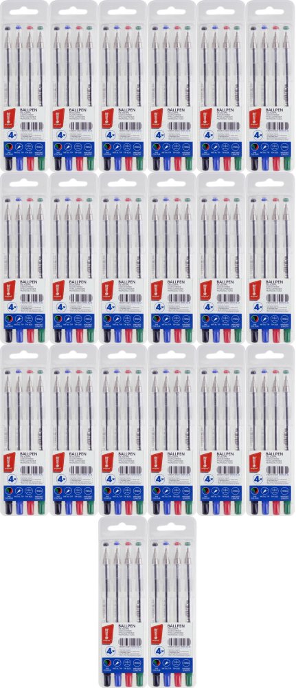 20x Długopis biurowy MemoBe, 0.7mm, w etui, 4 sztuki, mix kolorów