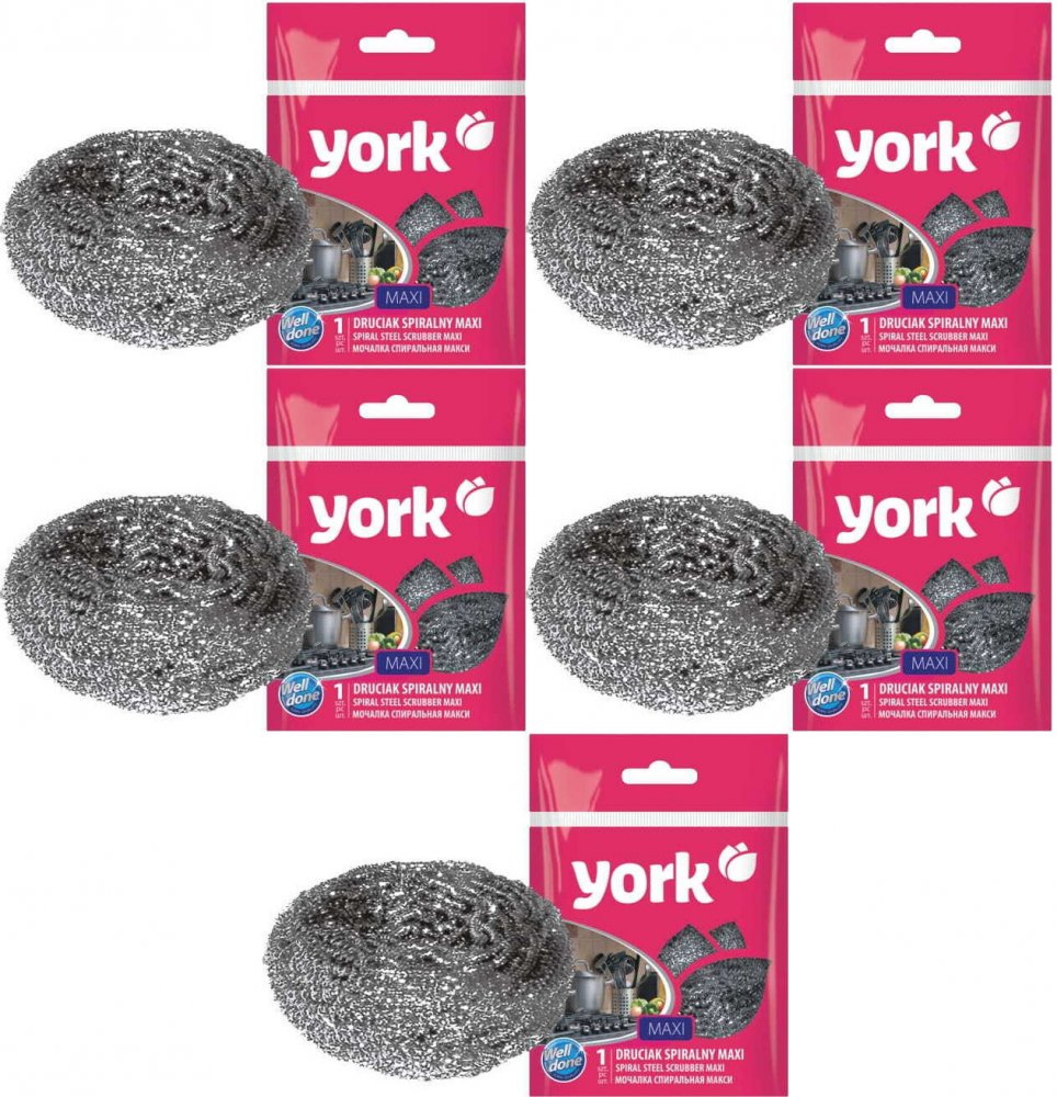 5x Druciak spiralny York Maxi, 1 sztuka, srebrny