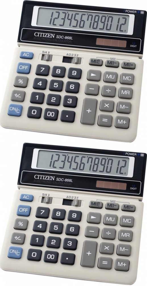 2x Kalkulator biurowy Citizen SDC-868, 12 cyfr, biało-czarny