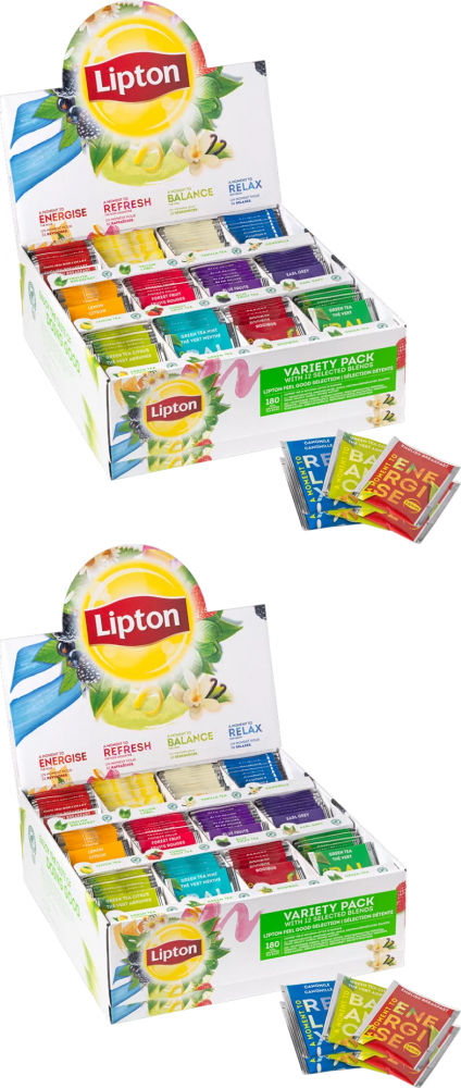 2x Zestaw herbat w kopertach Lipton Variety Pack, 12 smaków, 180 sztuk