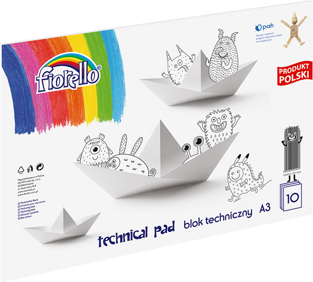 Blok techniczny Fiorello, A3, 10 kartek, biały