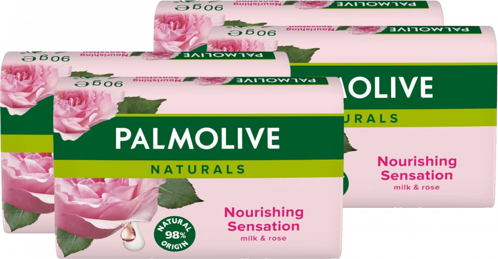 4x Mydło w kostce Palmolive Naturals Milk & Rose Petals, mleko i róża, 90g
