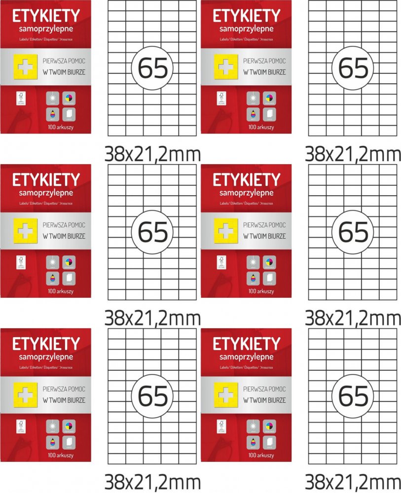 6x Etykiety samoprzylepne Dalpo Memo Label, 38x21.2mm, 100 arkuszy, biały