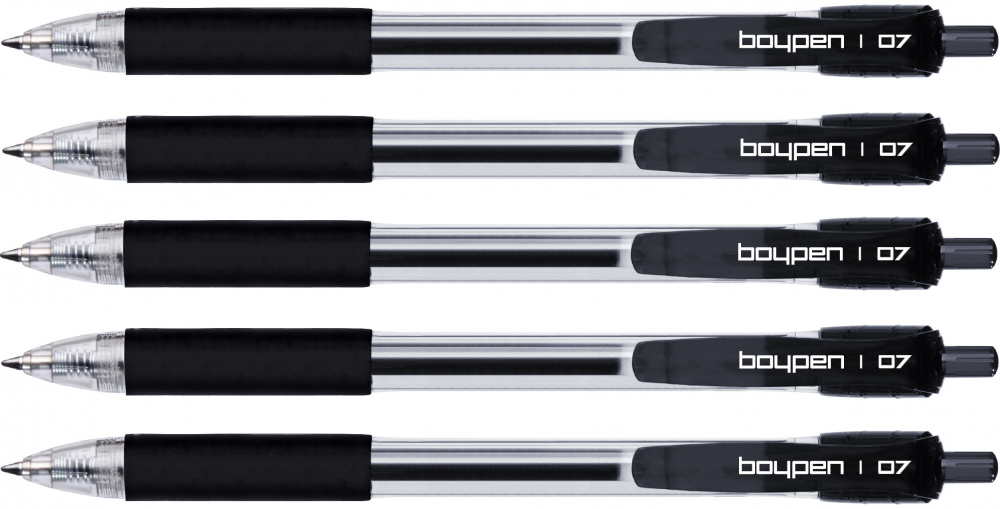 5x Długopis automatyczny Rystor, Boy Pen, 0.7mm, czarny
