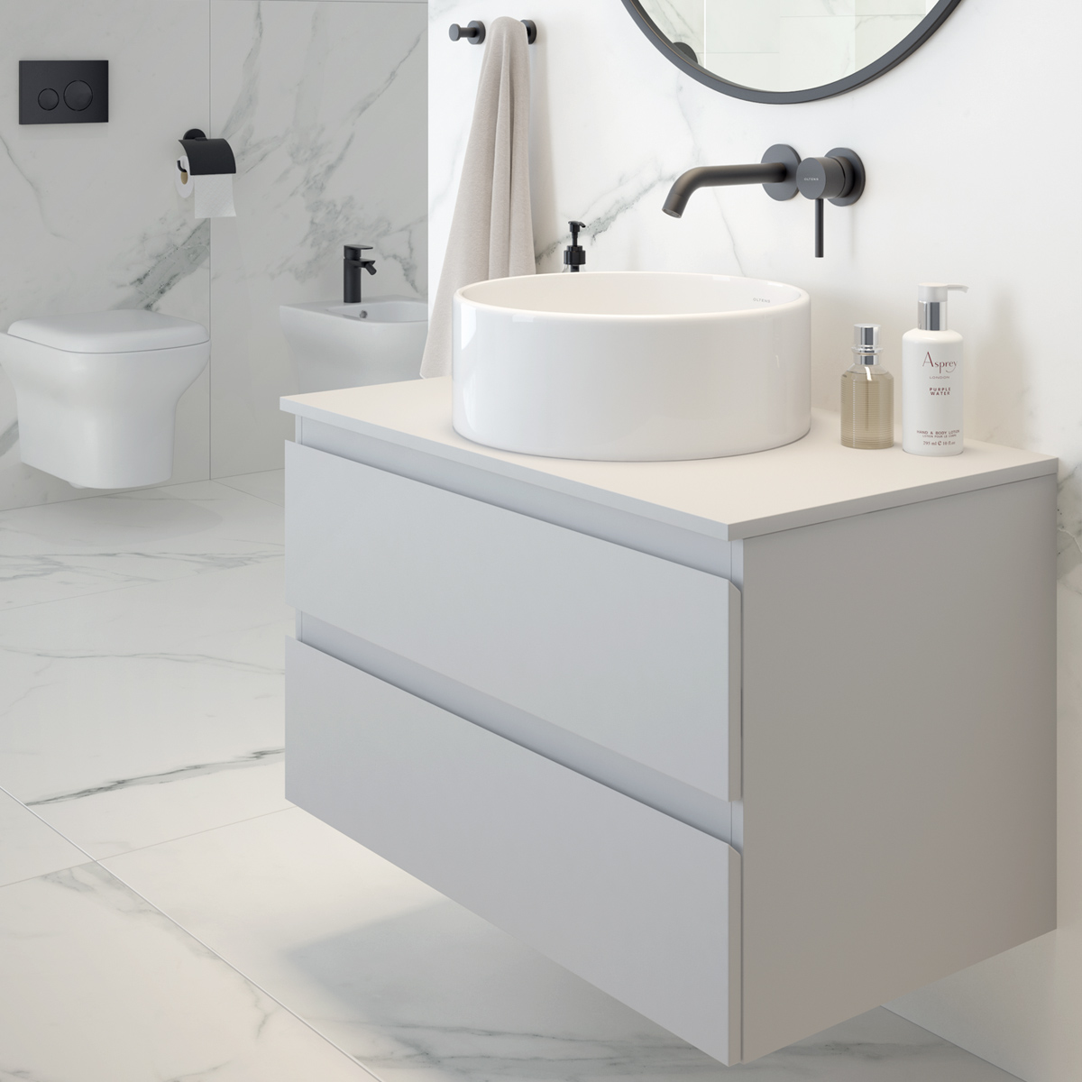 Oltens Vernal szafka 100 cm podumywalkowa wisząca szary mat 60002700 - Wysyłka w 24h