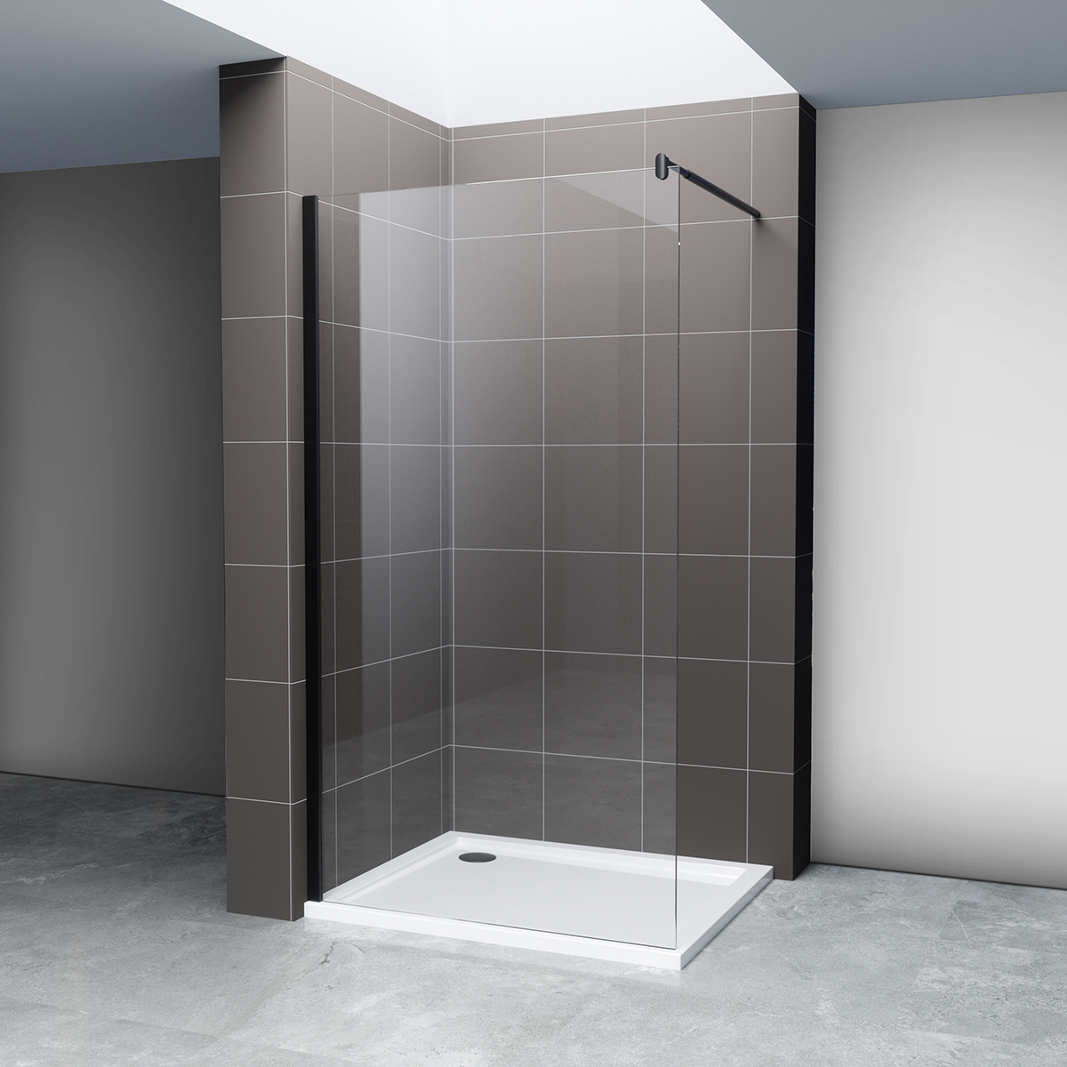 Hagser Bertina Walk-In ścianka prysznicowa 80 cm czarny mat/szkło przezroczyste HGR00000022 - Wysyłka w 24h