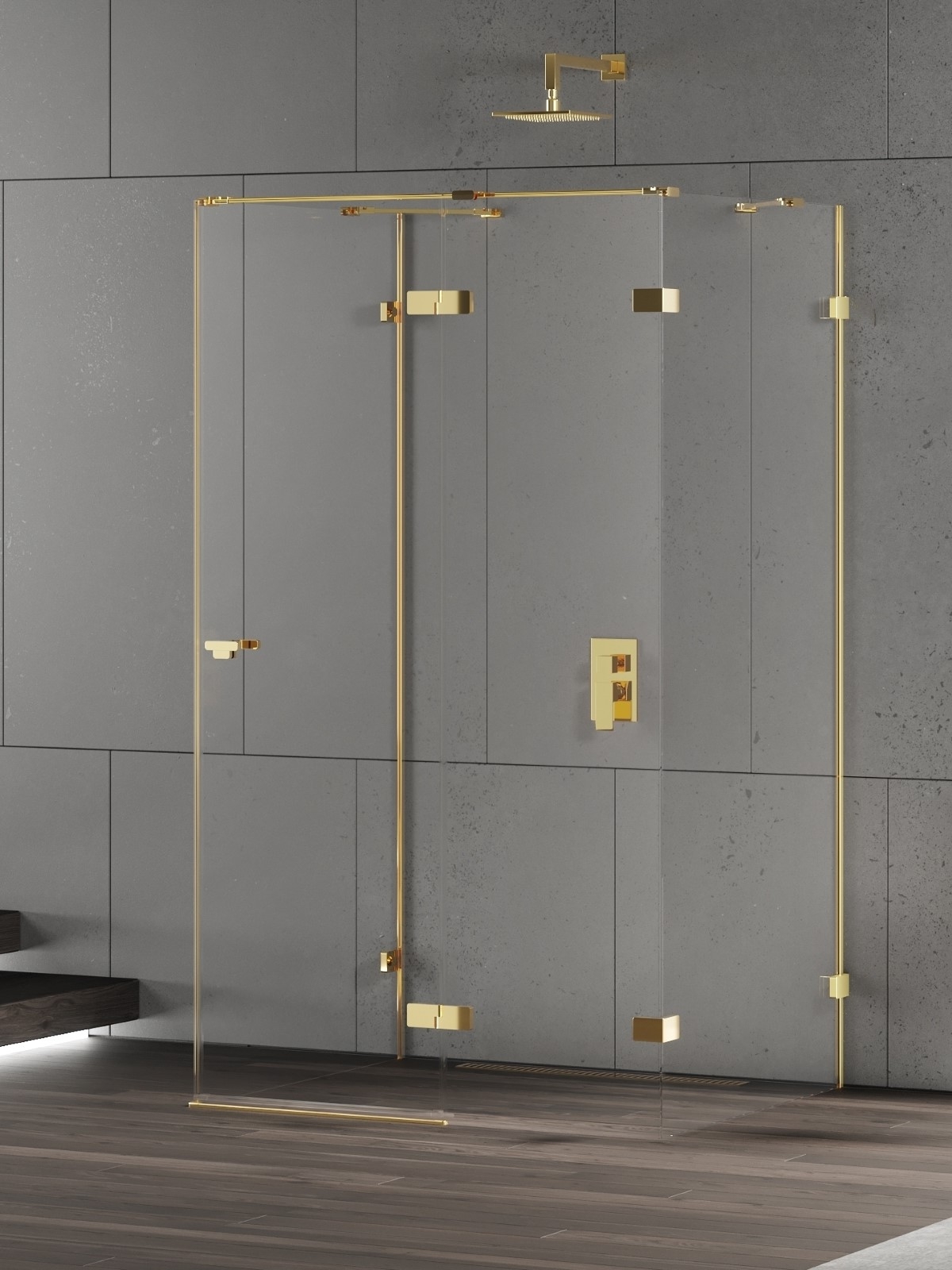 New Trendy Eventa Gold Shine kabina prysznicowa 120x90 cm prostokątna prawa złoty połysk/szkło przezroczyste EXK-4813