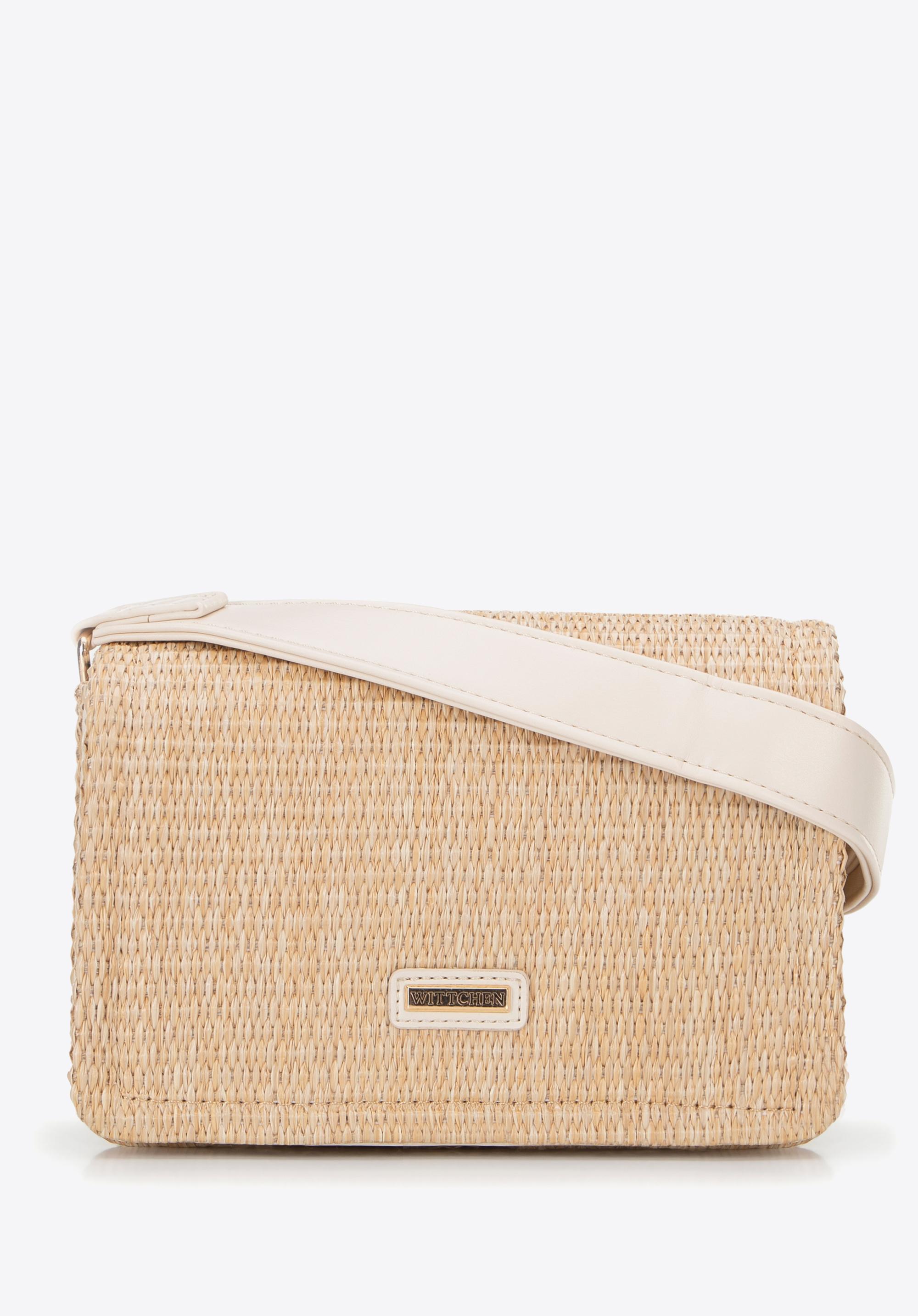 Damska crossbody z plecionki beżowo - kremowa