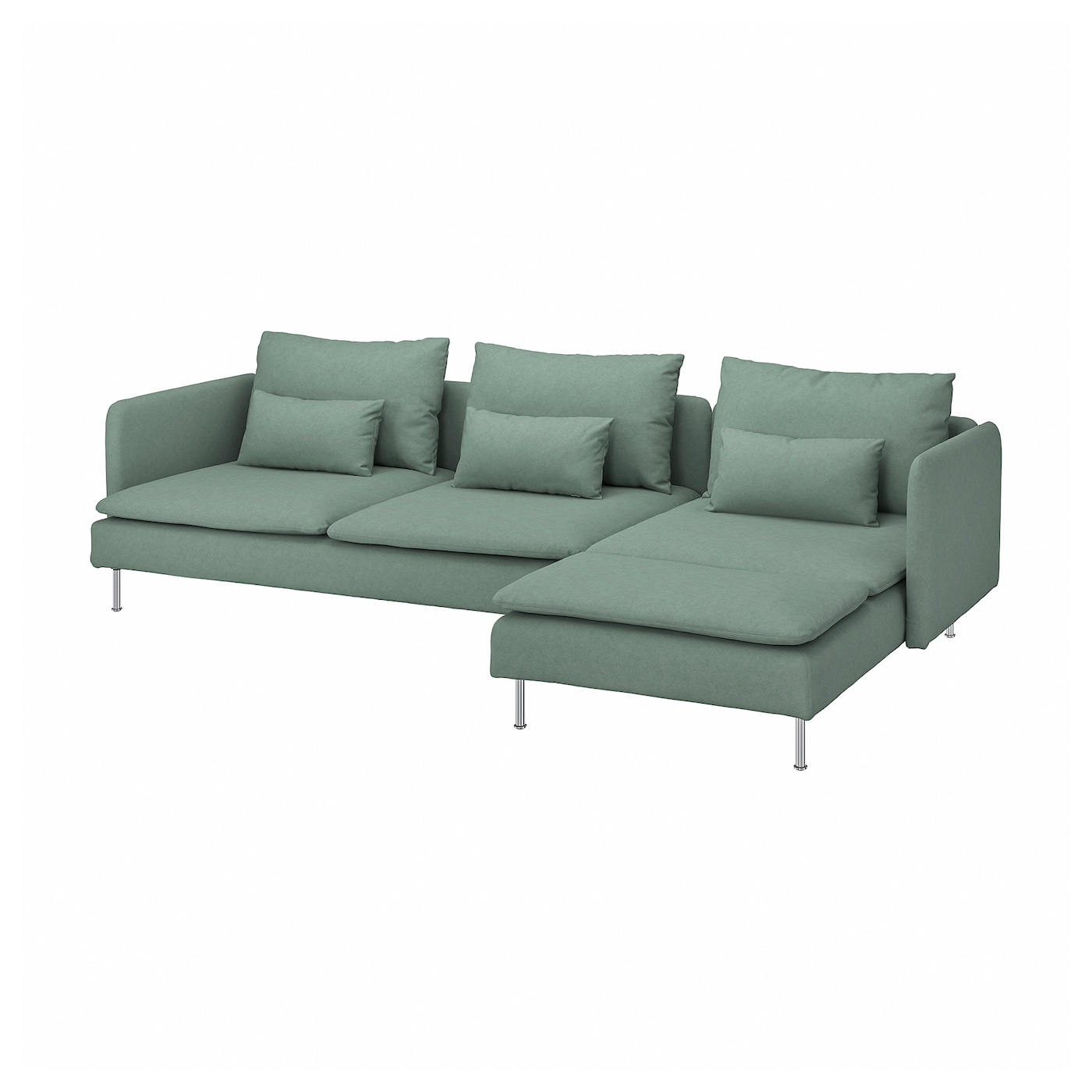 IKEA SÖDERHAMN sofa 4-osobowa z szezlongiem, Tallmyra jasnozielony, Szerokość: 291 cm