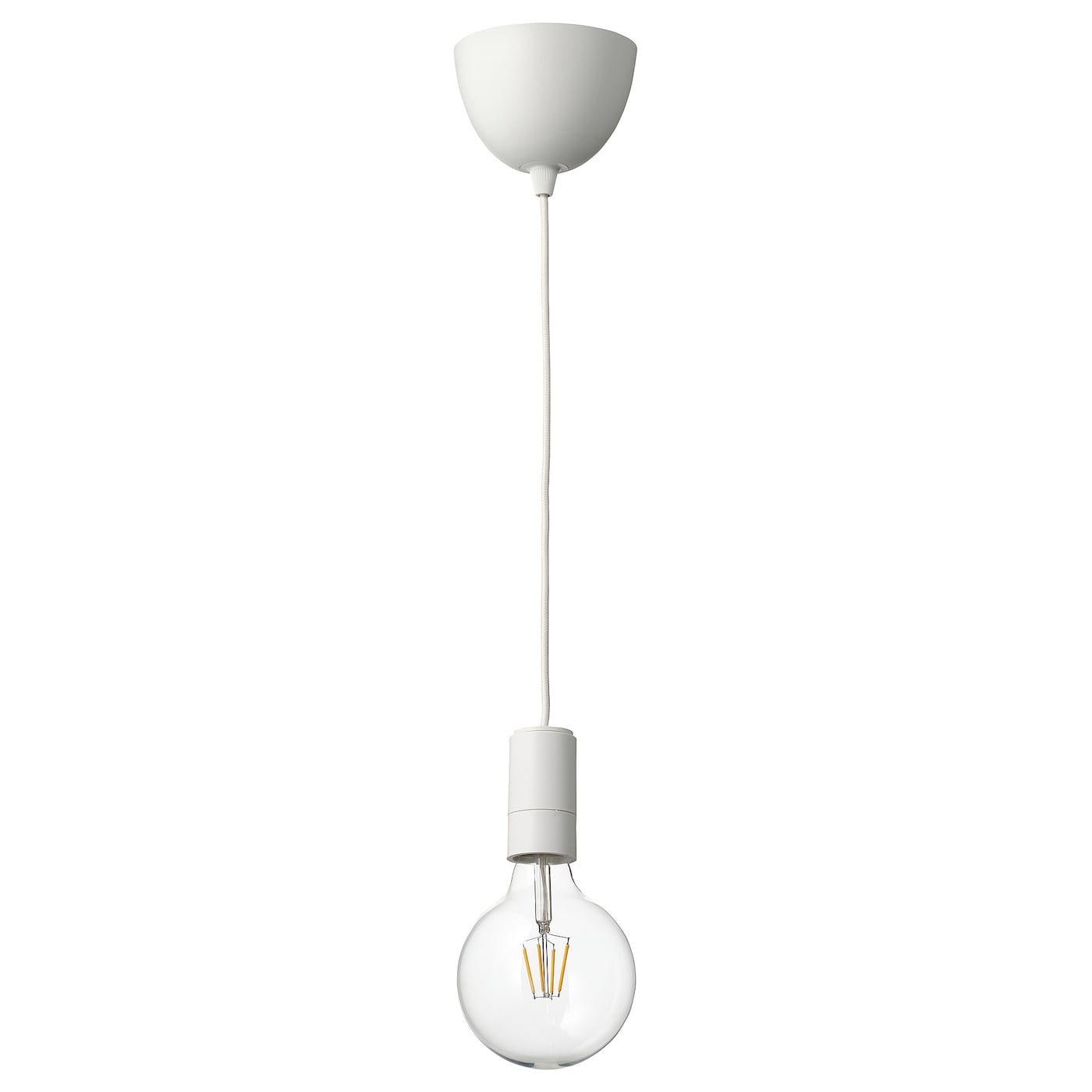 IKEA SUNNEBY / LUNNOM lampa wisząca z żarówką, biały/szkło bezbarwne